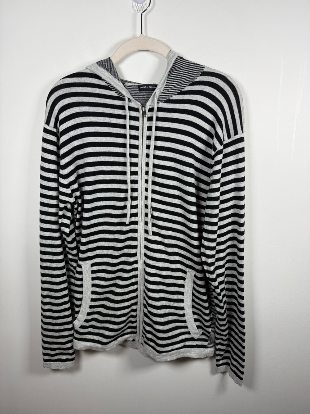 FRENCH CONNECTION | Y2K Knit Striped Hoodie Size M
